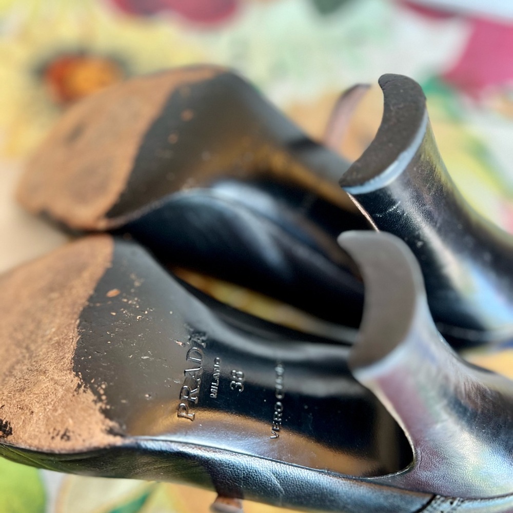 PRADA Mary Jane Pumps Women’s Size 38 (7.5) Black Vintage 90s - Picture 12 of 13